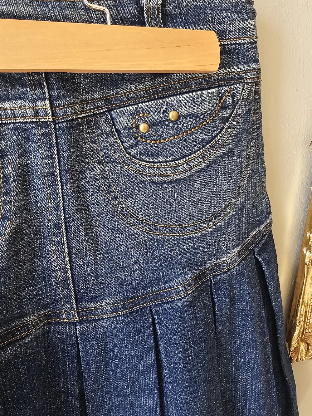 Denim Pleated Skirt - Picture 4 of 4